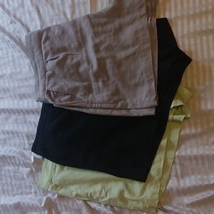3 Abercrombie & Fitch high waisted linen shorts with pockets. Lime,black,grey